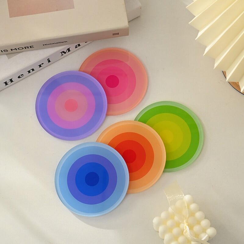 Round Gradient Acrylic Coaster organizer tray