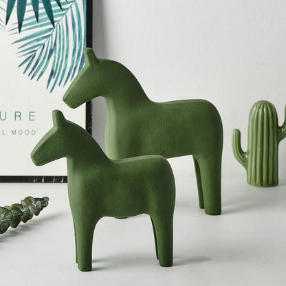 Colourful Wooden Horse Statue Home Decor