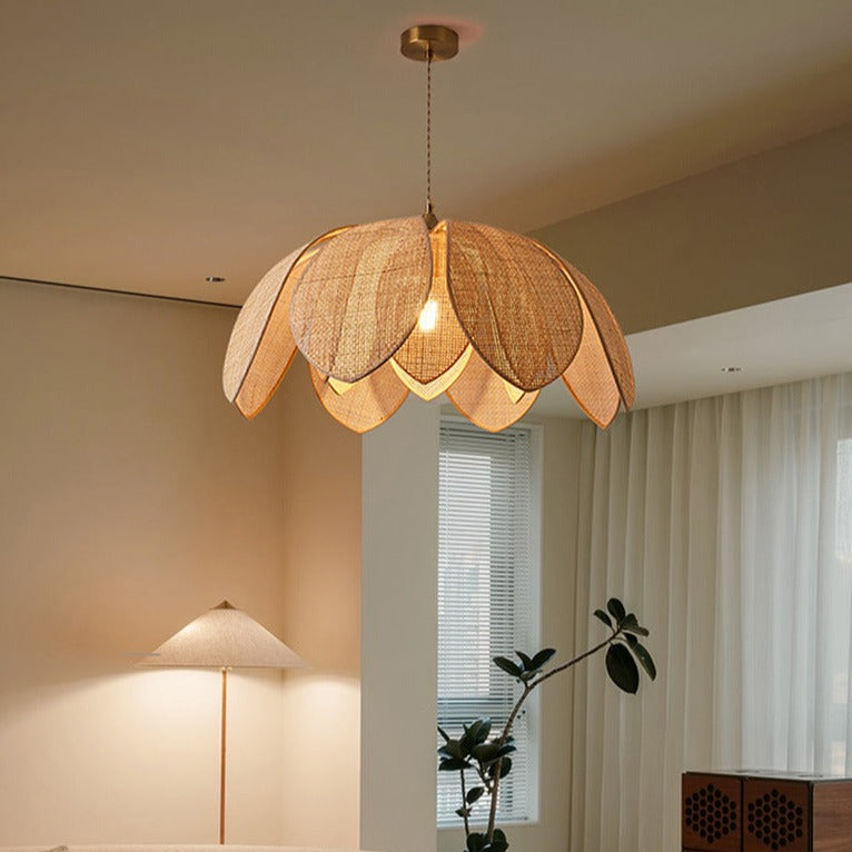 Lotus Petals Rattan Pendant Light