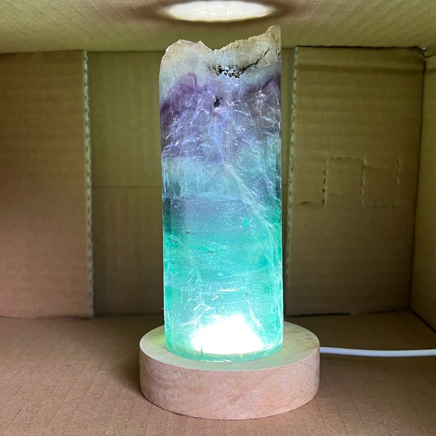 Natural Rainbow Fluorite Crystal Lamp