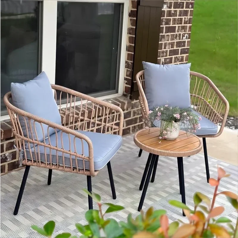 Rattan Conversation Set with Table and Chair