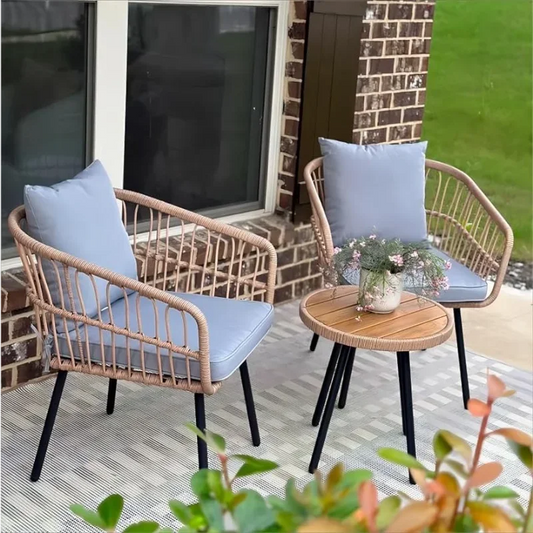 Rattan Conversation Set with Table and Chair