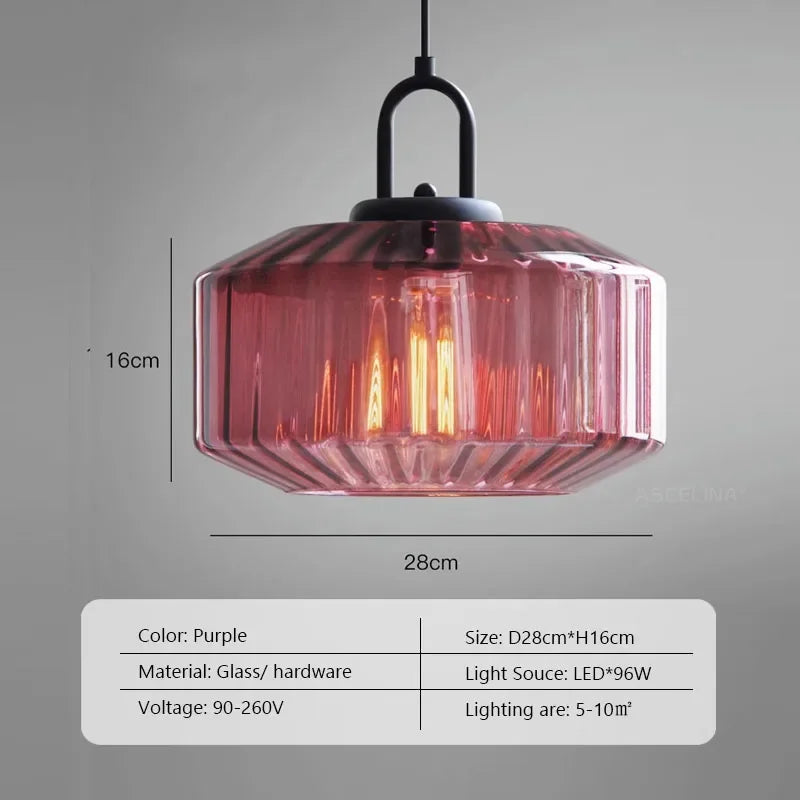 Retro Colored Glass Pendant Light