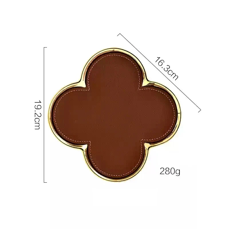 Luxury Leather Clover Tray