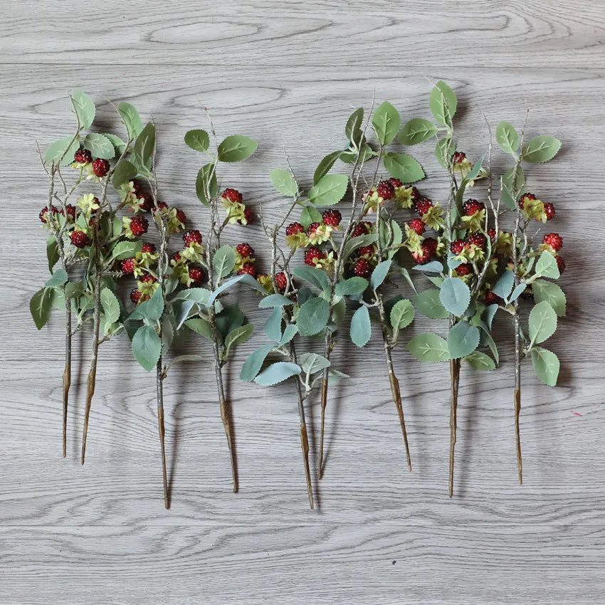 Branche de Framboise Artificielle avec Feuilles