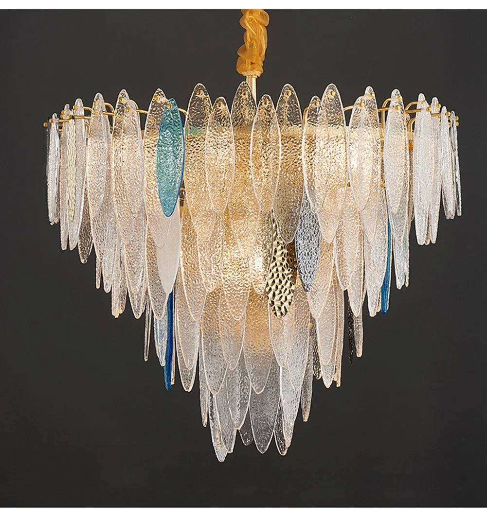 Blue Wave Glass Artistic Chandelier