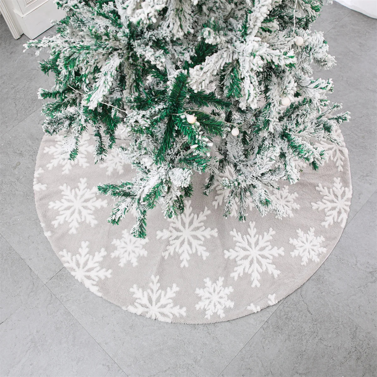 Gray Snowflake Christmas Tree Skirt