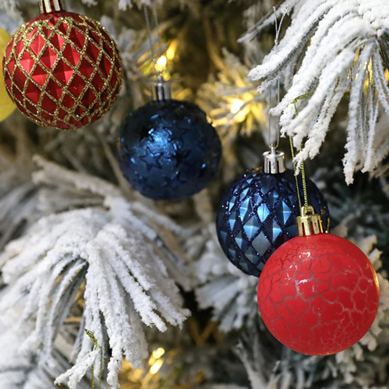 12 unidades com padrão misto de decoração de árvore de bola de Natal