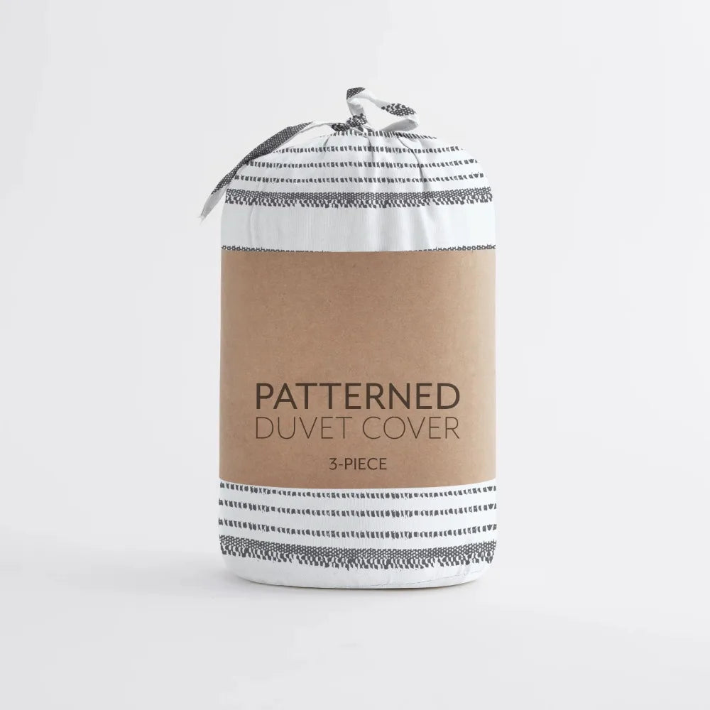 Light Gray Vintage Stripe Pattern Duvet Cover Set