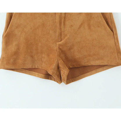 Suedelle Retro High-Waist Shorts