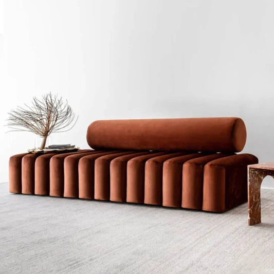 Banc de canapé en velours au design minimaliste Ora