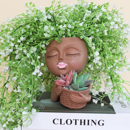 Cute Little Girl With Her Basket Flower Planter