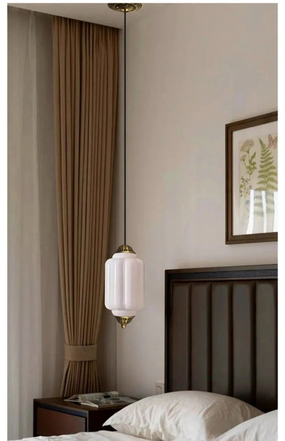 Suspension vintage en verre strié