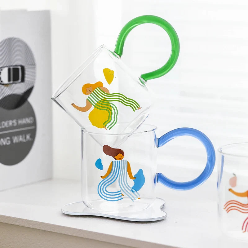 Tasse à café en verre artistique ludique