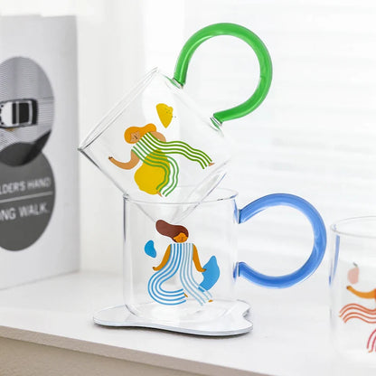 Tasse à café en verre artistique ludique