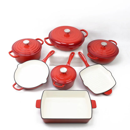 AuraNest™ 11-Piece Cast Iron Cookware Set