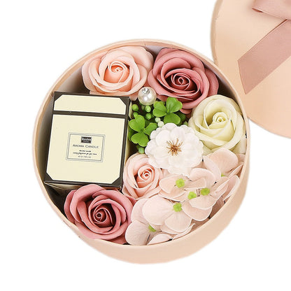 Coffret cadeau de bougie parfumée à la rose artificielle