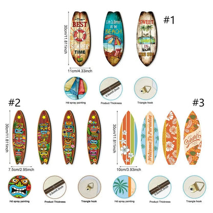 Wooden Surfboard Ocean Style Wall Decor