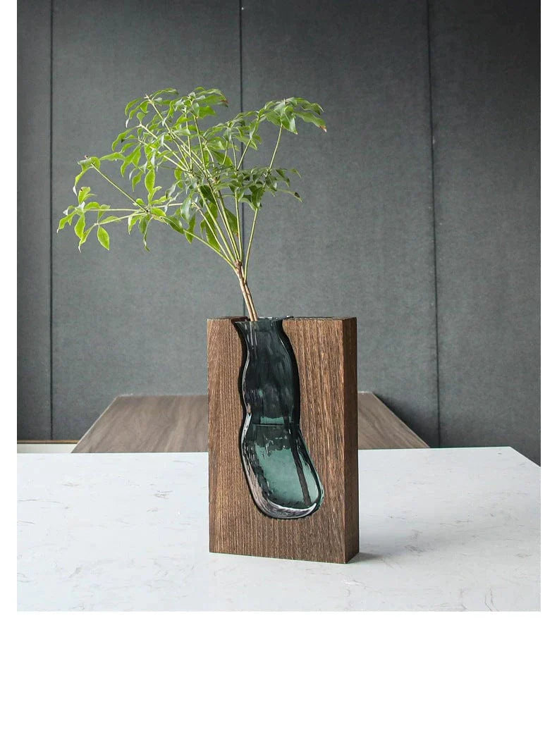 Sea Glass & Wood Vase