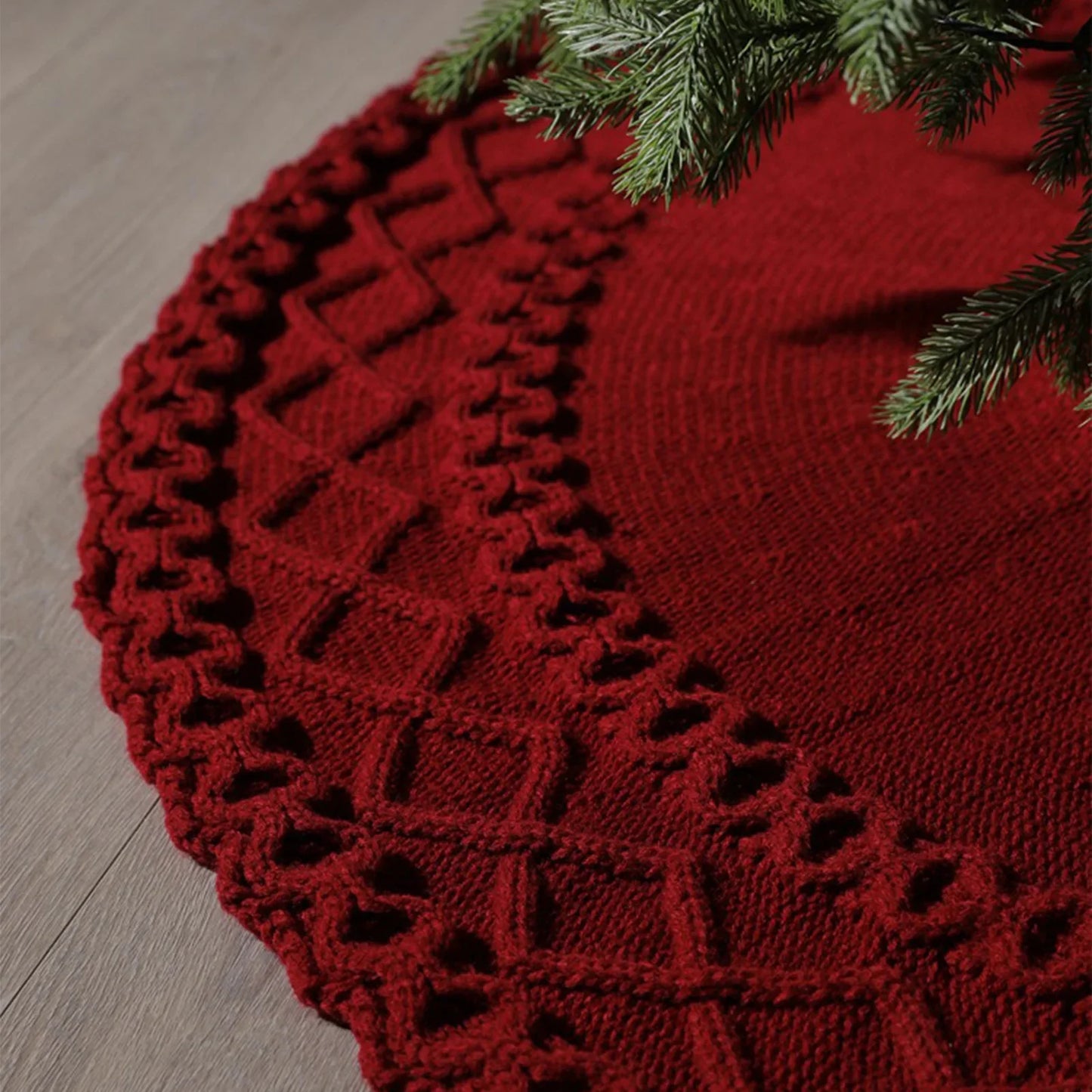 Rustic Knitted Christmas Tree Skirt