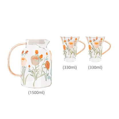 Purple Tulips And Orange Roses Teapot Set