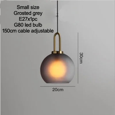 Candeeiro pendente de teto de esfera de vidro fosco