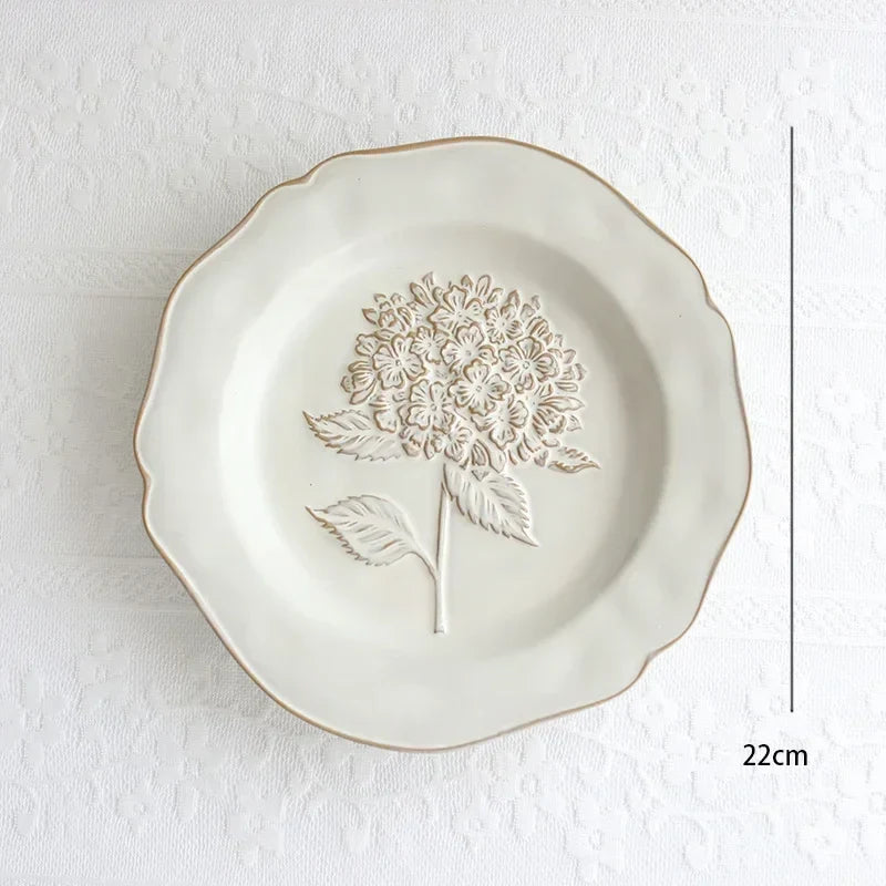 French Embossed Flowers Plates