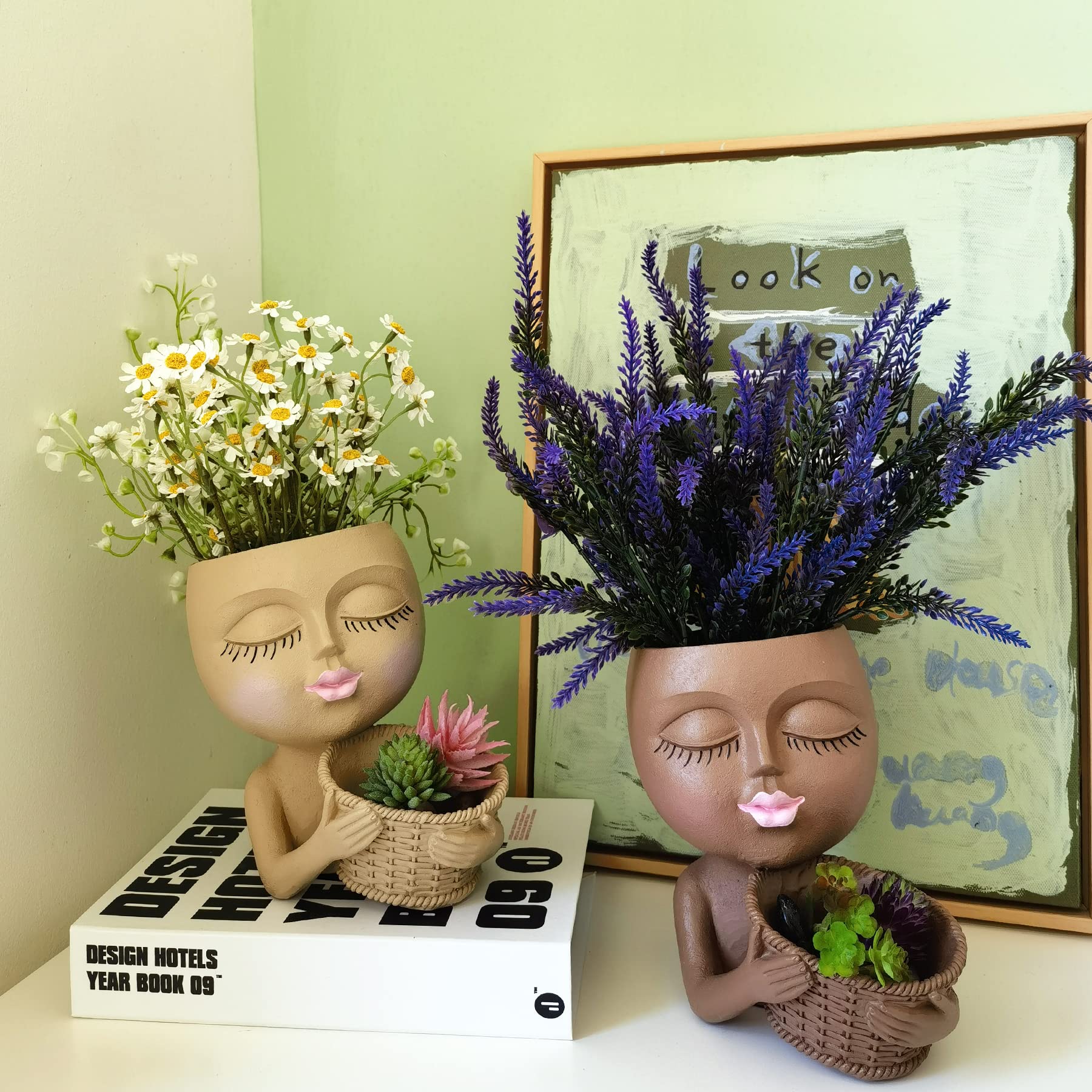 Cute Little Girl With Her Basket Flower Planter