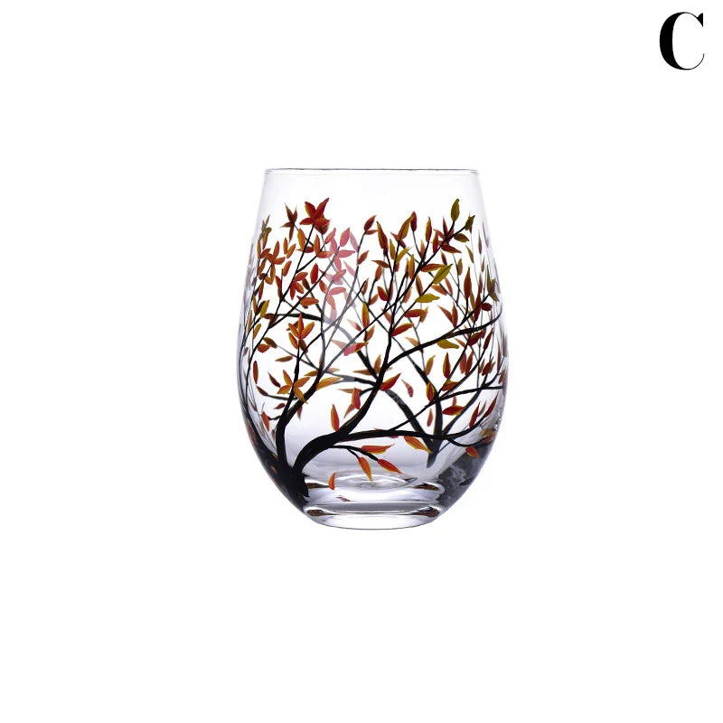 Four Seasons Trees Glass Cup