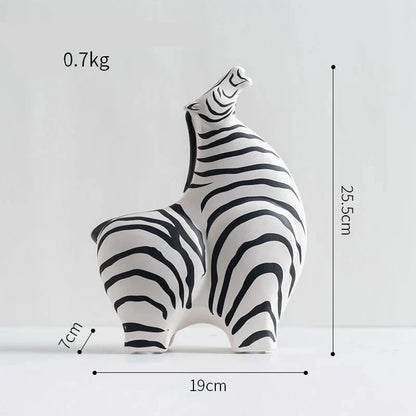 Modern Zebra and Horse Ceramic Sculpture