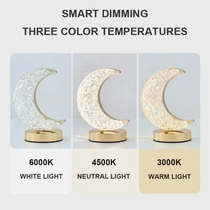 Crescent Moon Crystal Lamp