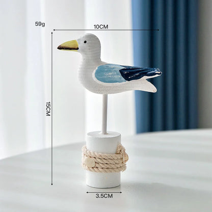 Hand-Carved Wooden Seagull Figurine