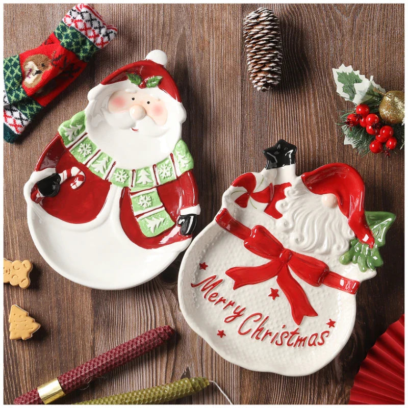 3D Hand-Painted Christmas Plates