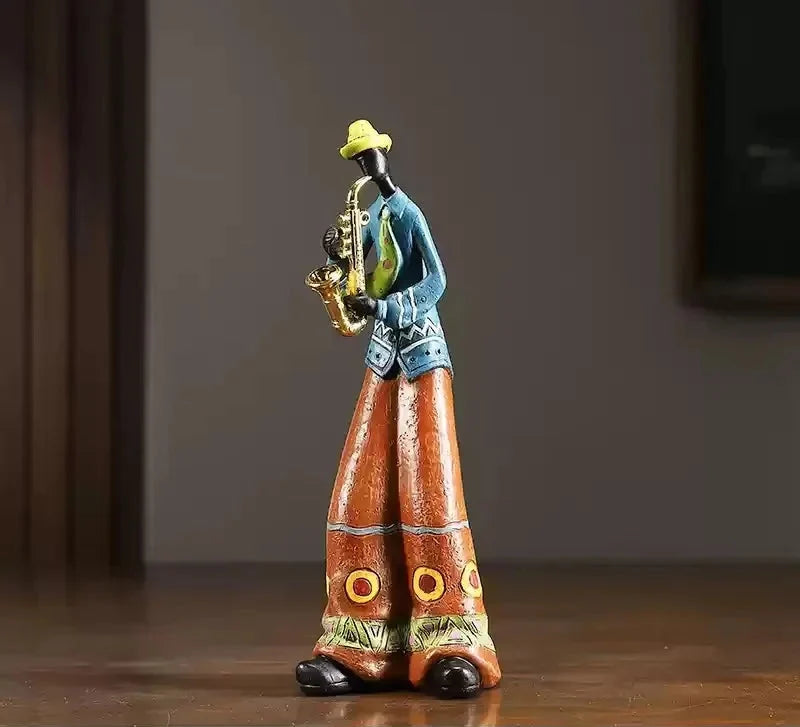 Retro Bookshelf Band Figurines - Cute Cartoon Home Decor Gifts artistic home accessories Figurine guitarist figurine Home decor music lover gift Sculpture