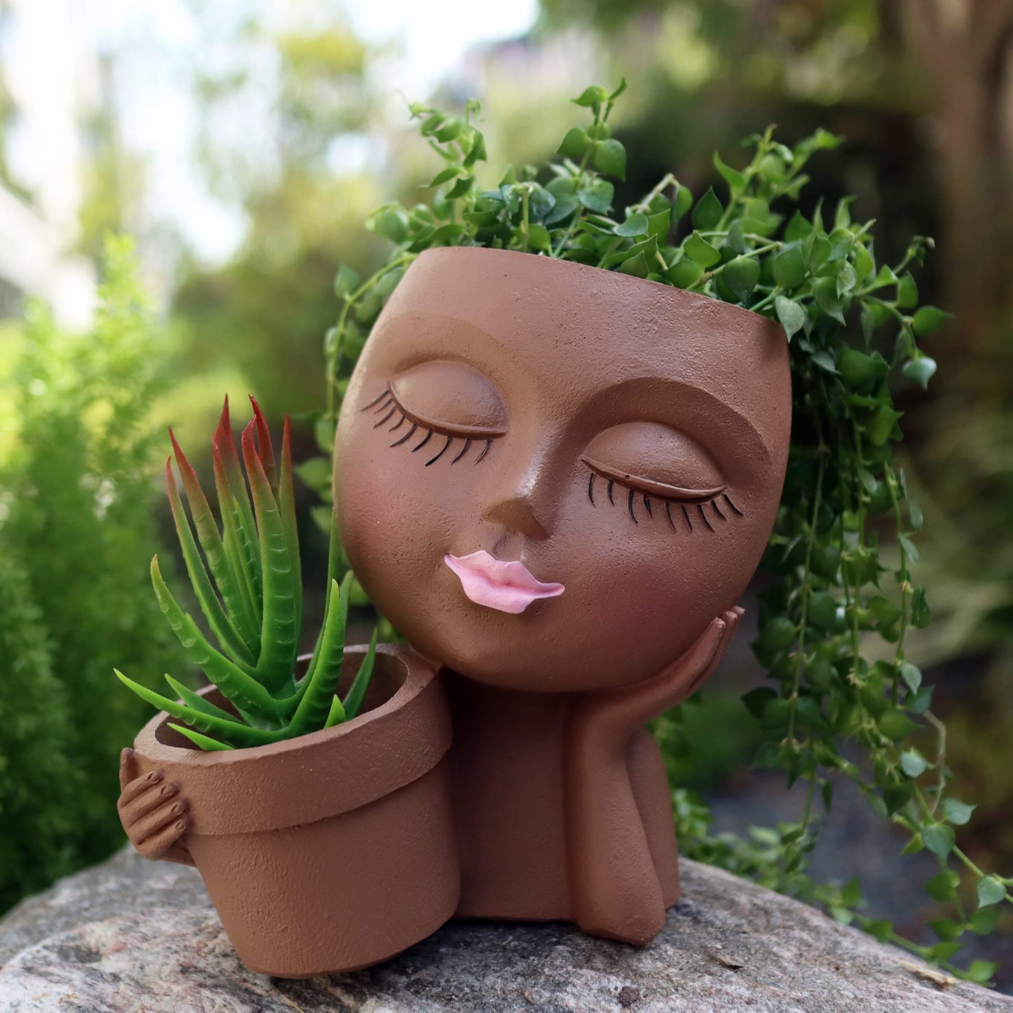 Cute Little Girl With Her Pot Flower Planter