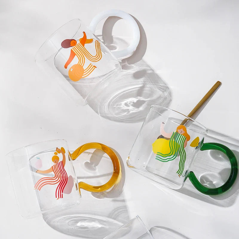 Tasse à café en verre artistique ludique