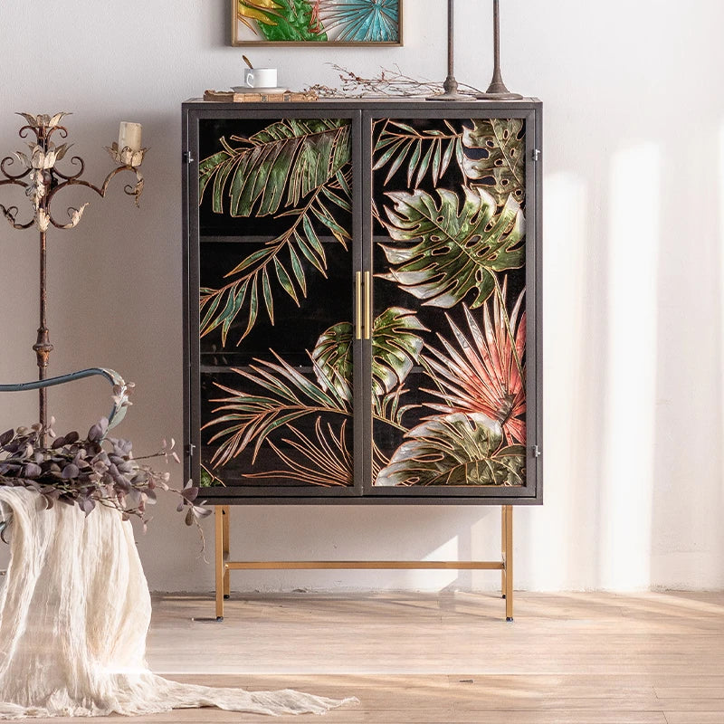 Monstera Leaves Metal Cabinet