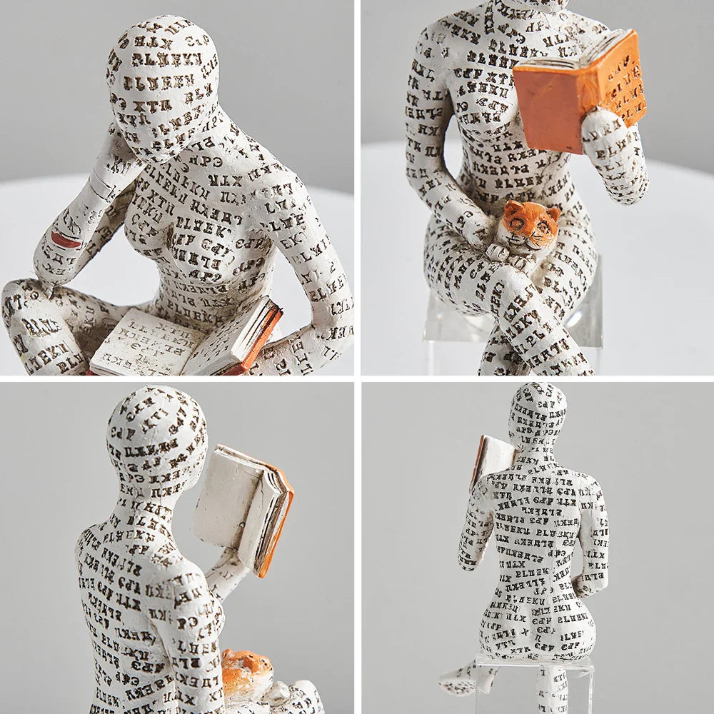 Contemplative Readers Modern Abstract Figurine