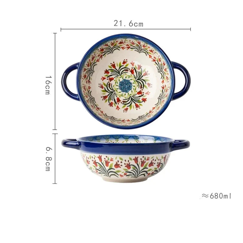 Hand-painted Floral Ceramic Bowl