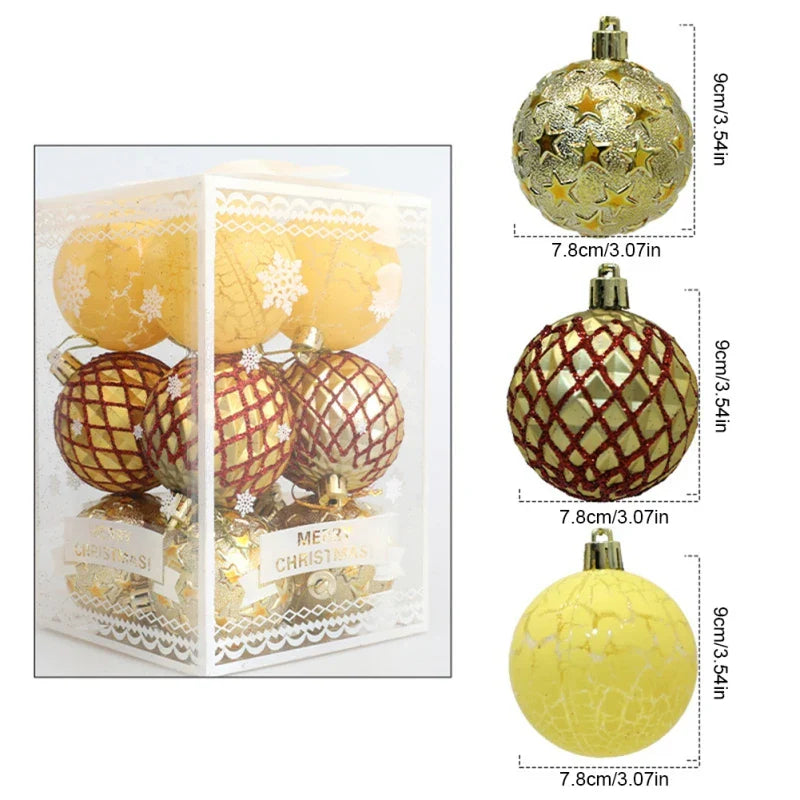 12Pcs Mix Pattern Christmas Ball Tree Decor