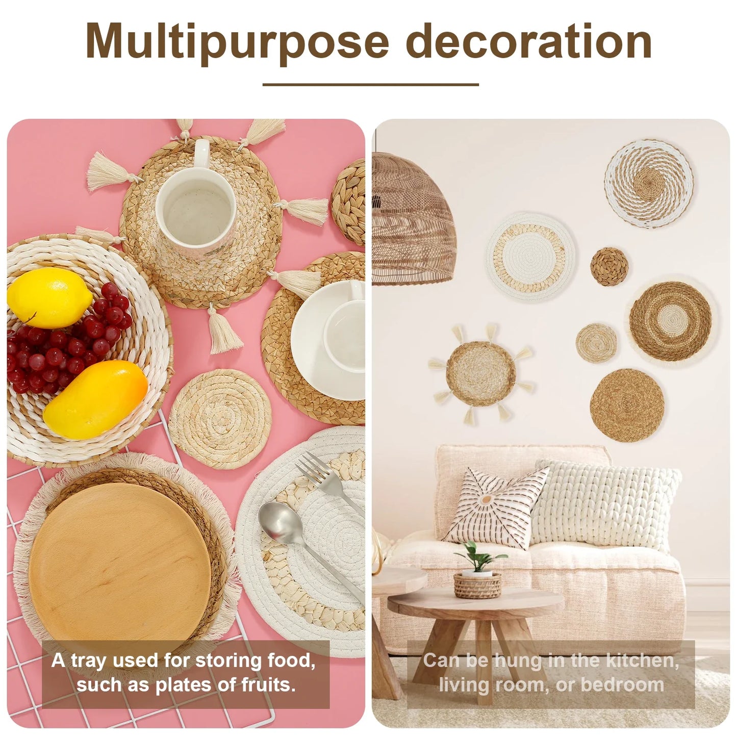 WovenHaven – Rustic Farmhouse Basket Wall Set (7pcs)