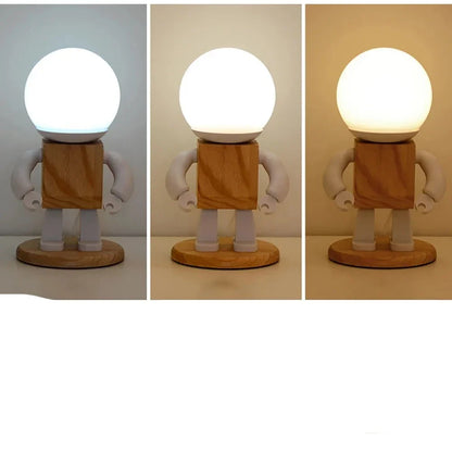 Nordic Wooden Robot Table Lamp