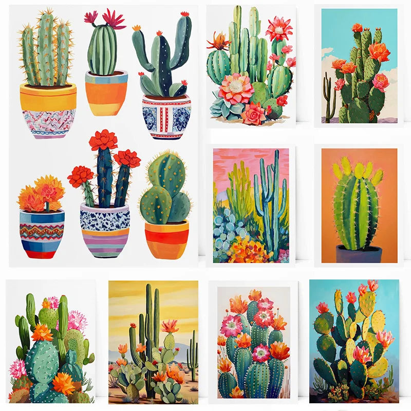 Cactus Bloom Collection Canvas Wall Art