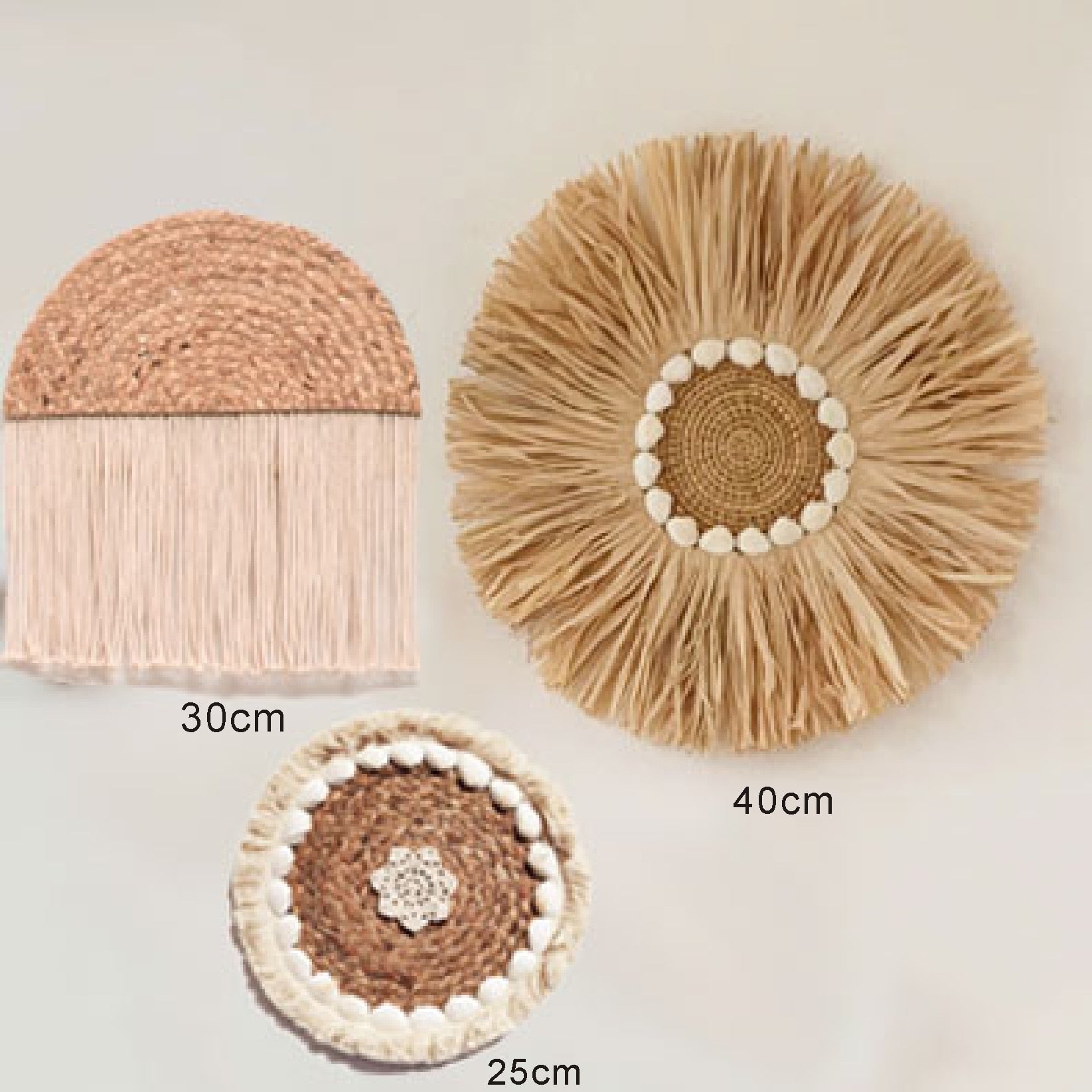 Nordic Style Straw Mirror Decor Set