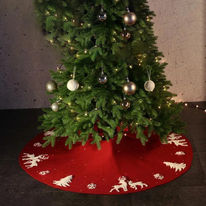 Embroidered Knitted Wool Christmas Tree Skirt