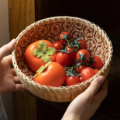 Round Hand-Woven Bamboo Storage Basket