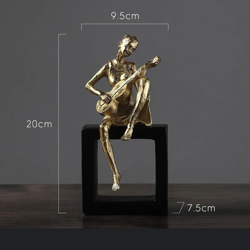 Musician Resin Figurine Statue for Desk and Room Décor