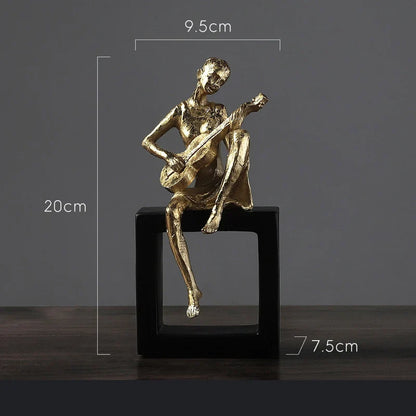 Musician Resin Figurine Statue for Desk and Room Décor