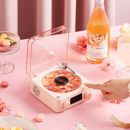 Enceinte Bluetooth rétro en vinyle avec bruit blanc et lumière RVB