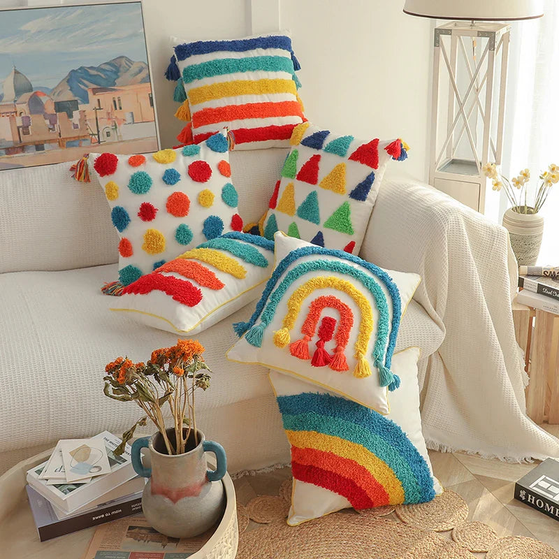 Rainbow Tufted Cushion Covers